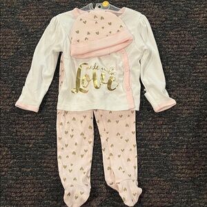 Gerber Organic Baby Set with Gold Hearts